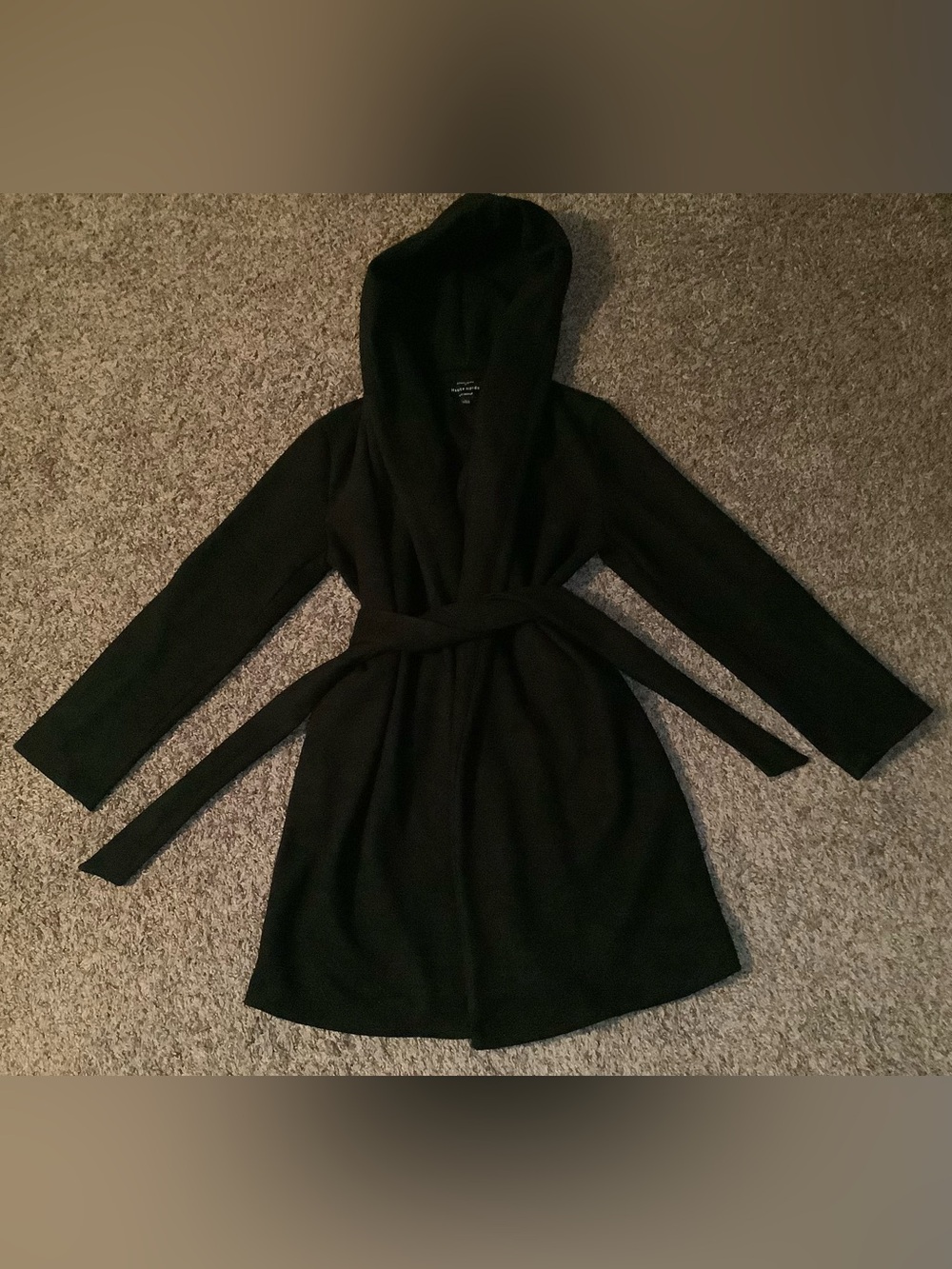 Haute Monde hooded coat w/belt, color: black, size: L
